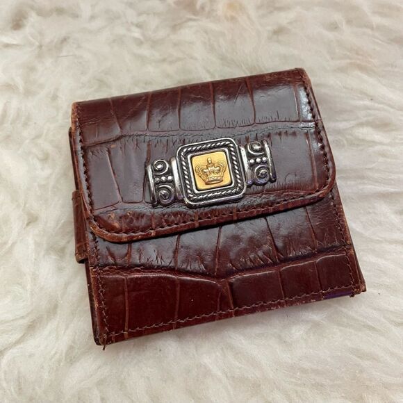 Brighton Mini Wallet Brown Croc Embossed - Picture 1 of 7